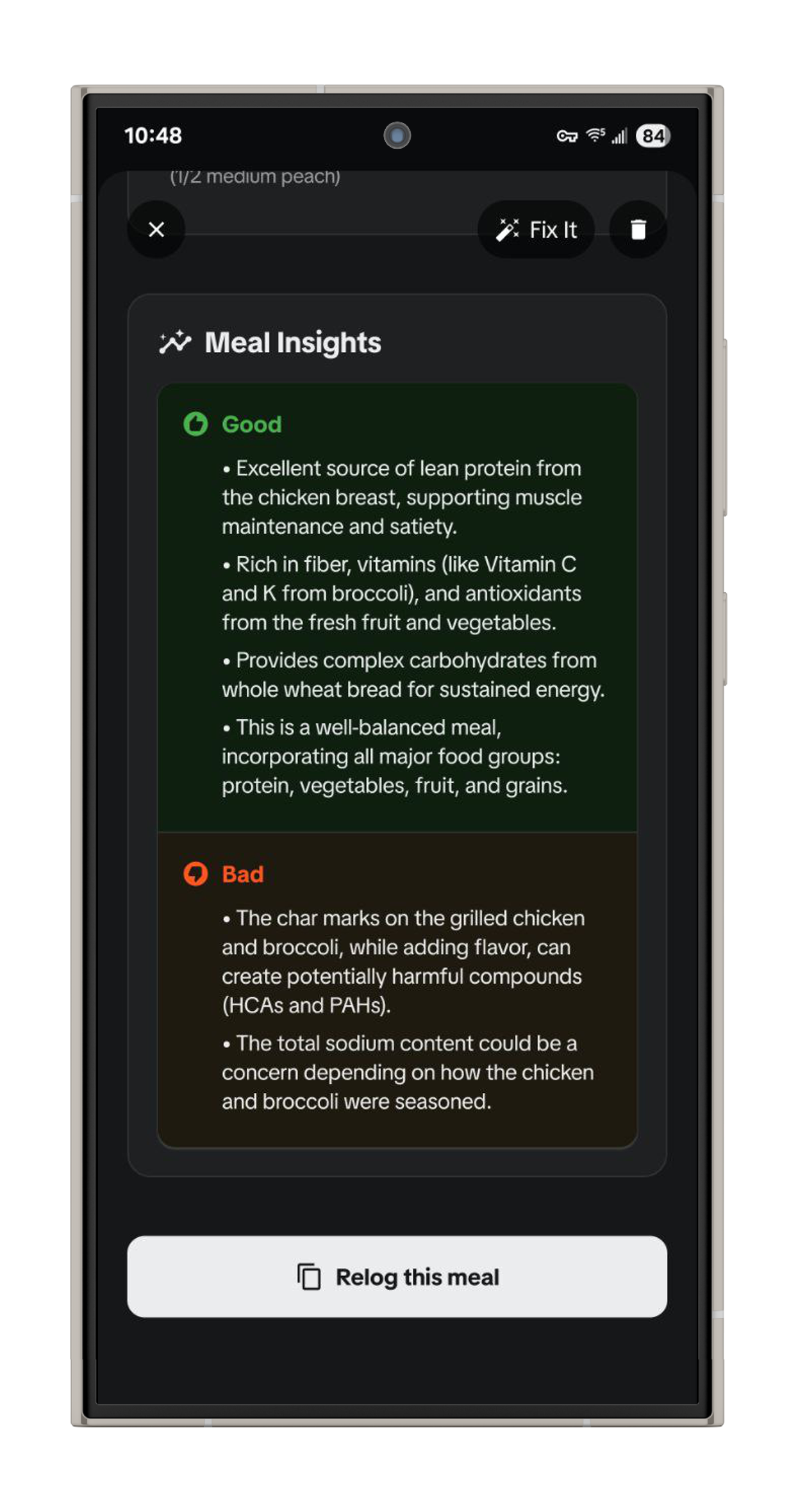 OpenMeal meal insights interface